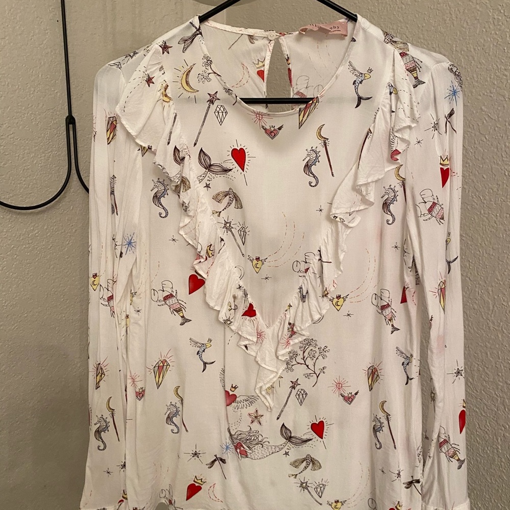 philosophy sea horse pattern blouse long sleeve S